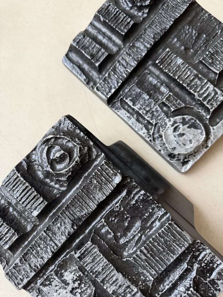 Brutalist Cast Iron Door Knobs 70s Sculptural Design Set photo 925.0