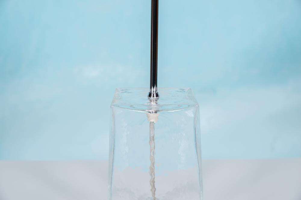 Minimalist Glass Table Lamp From The 1980s With A Pleated Shade photo Lighting