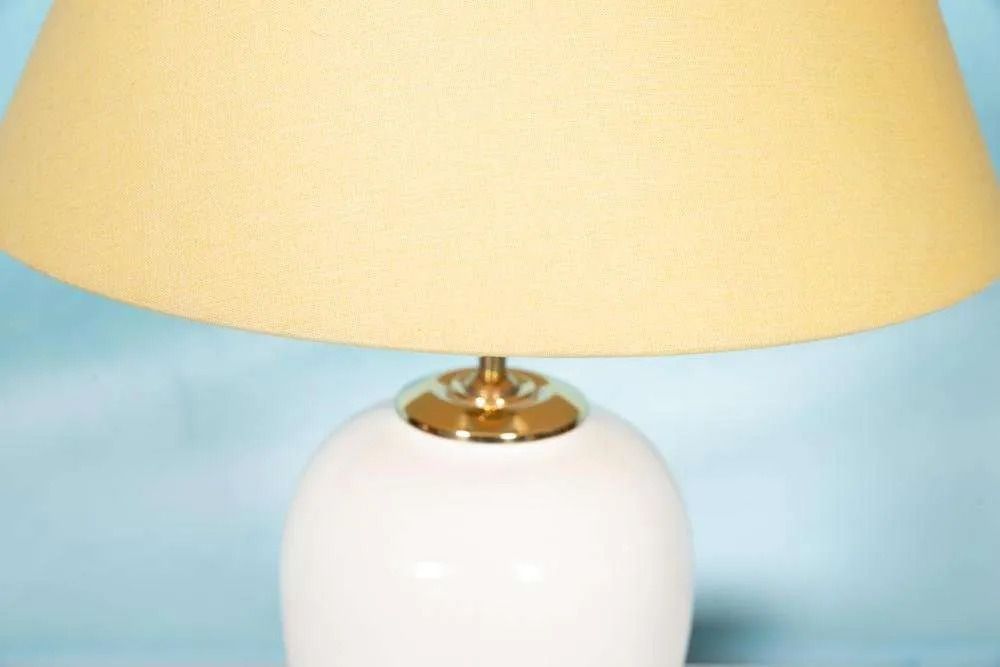 Bohemian Table Lamp 1970s, Vintage Earthenware & Brass photo 147.0