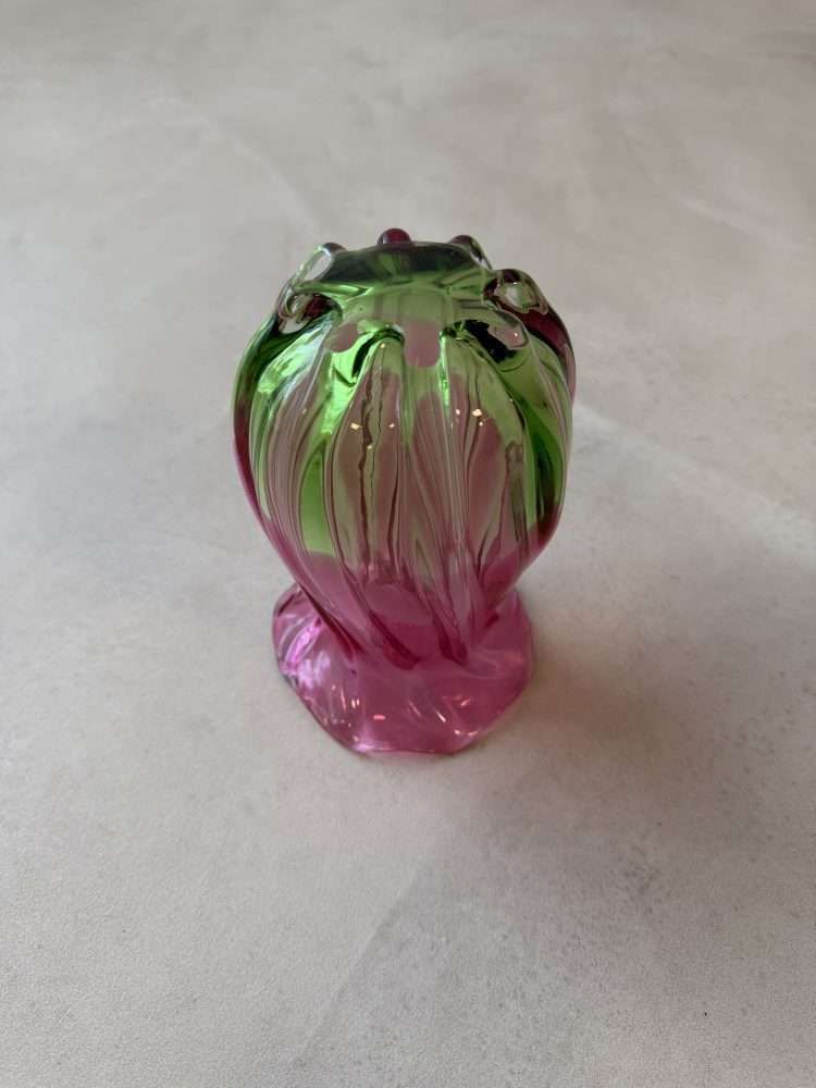 Italiaans Mondgeblazen Vaas Roze Groen, Jaren 1960 photo Woonaccessoires