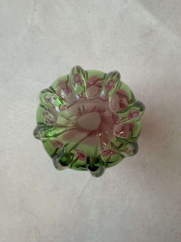 Italiaans Mondgeblazen Vaas Roze Groen, Jaren 1960 photo vinterior