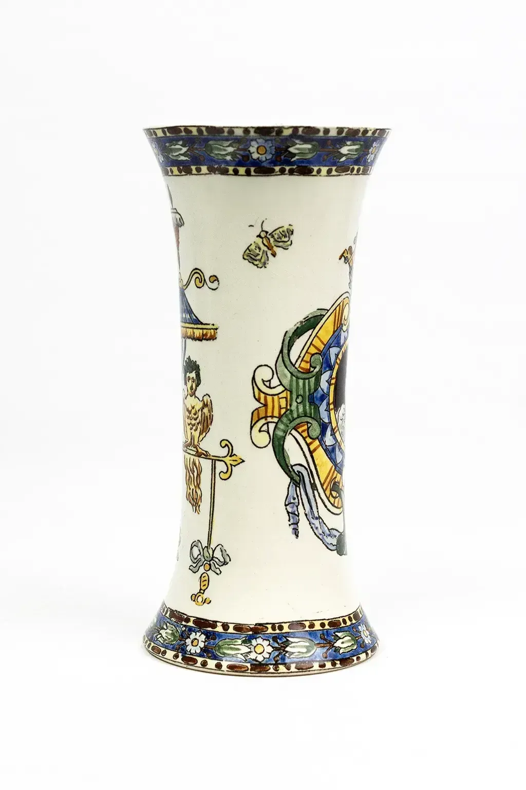A Fine Earthenware Horn Shaped Vase, Decorated With Renaissance Grotesques — Gien Pottery, Late 19th Century photo Home Decor