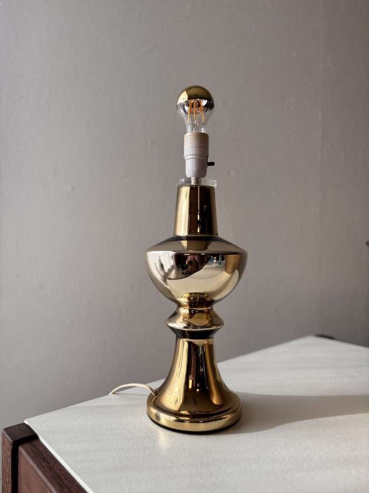 Tafellamp Goudkleurig Keramiek Gustav Leek Luxus Jaren 1960 photo 808.0