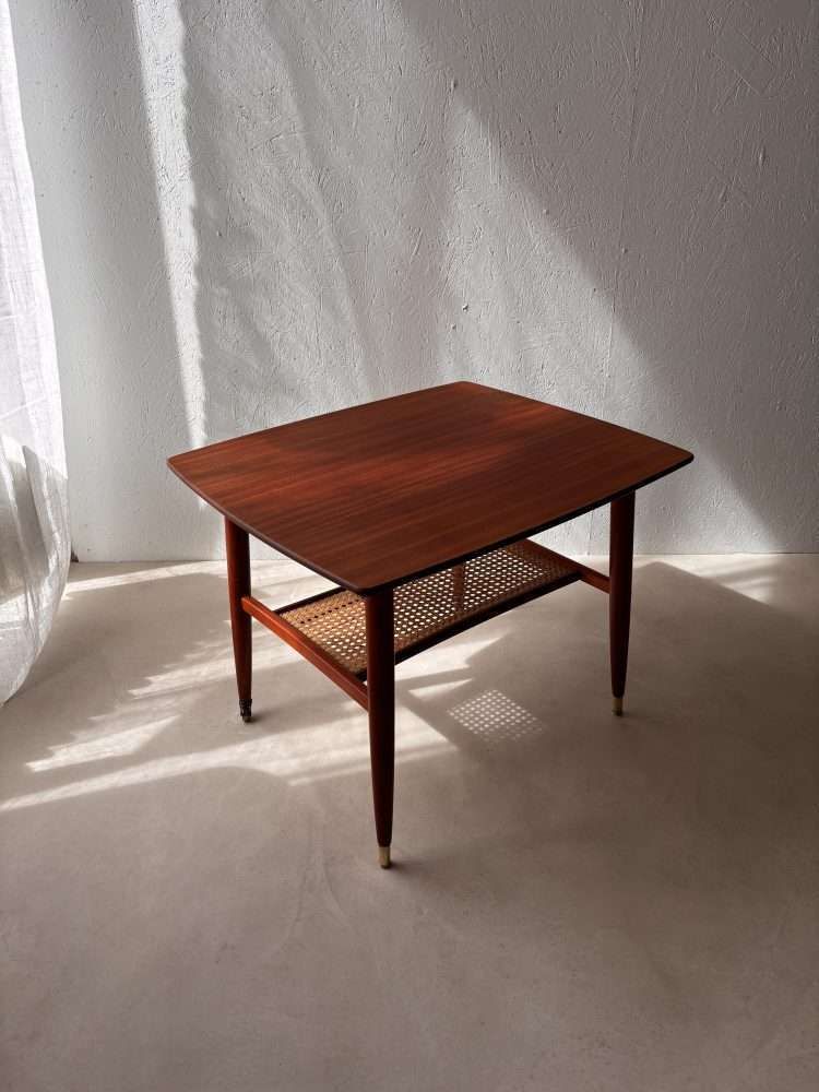 Swedish Design Side Table Alberts Mahogany & Webbing 1960s photo vintage