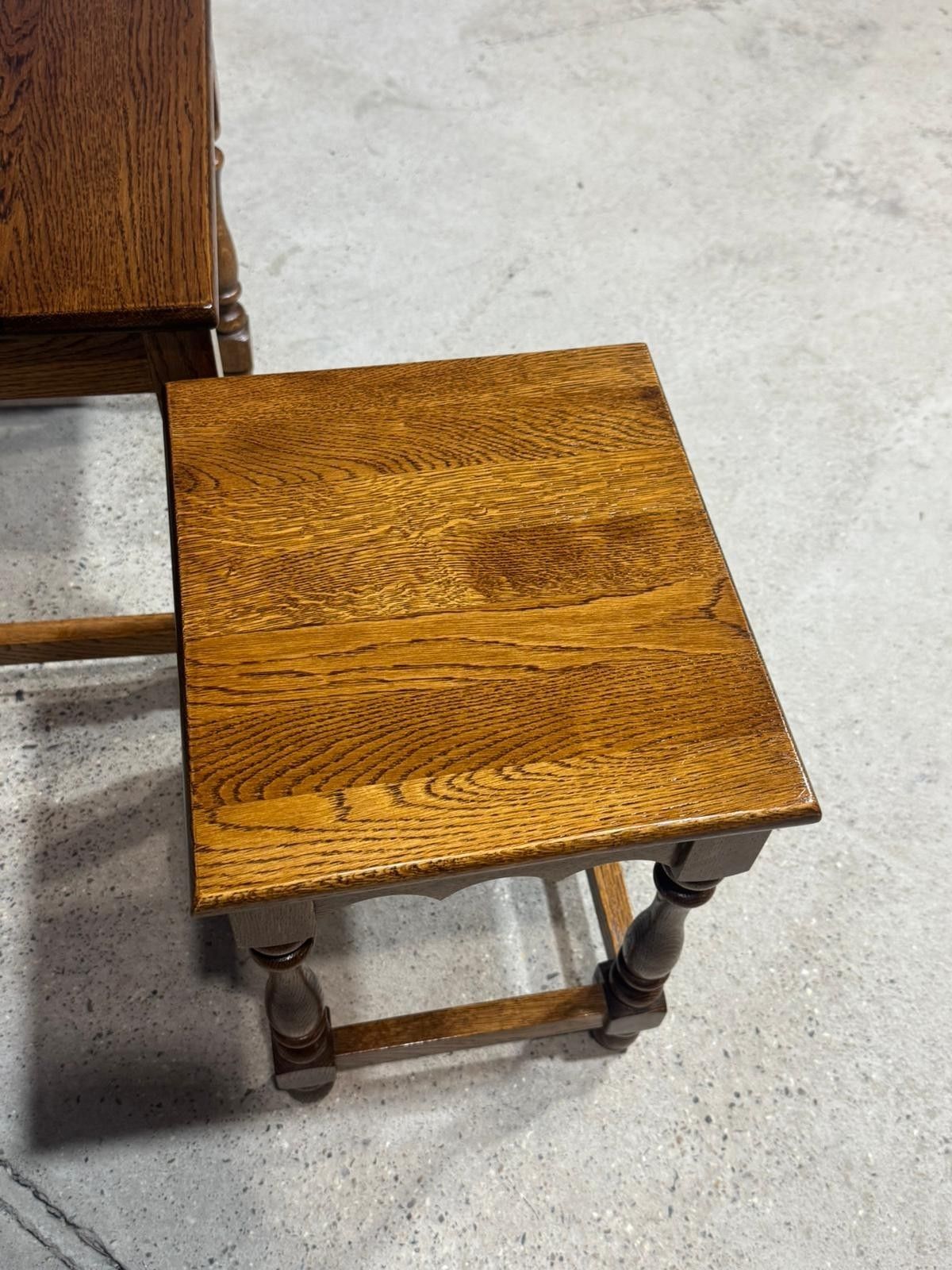 Vintage Oak Nest Of Tables Graduated Nesting Side Tables English Quality photo vintage