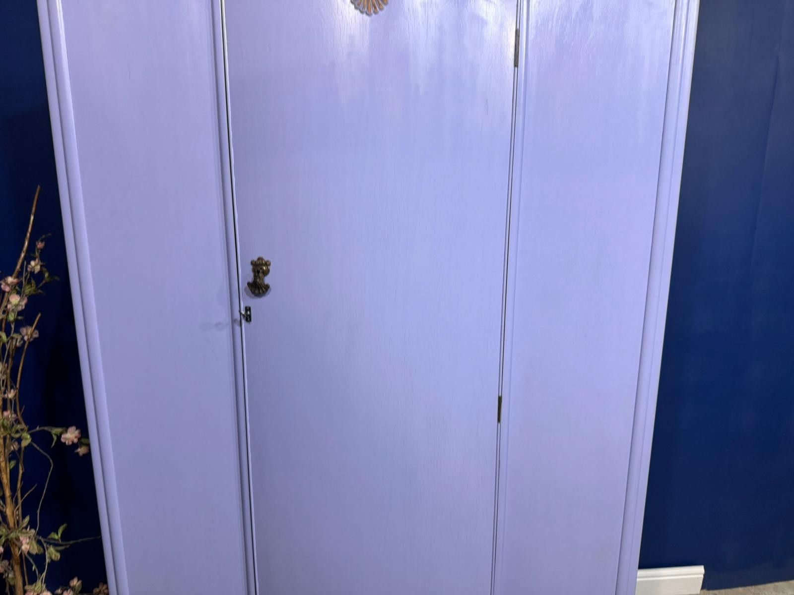 Vintage Art Deco Wardrobe Purple Painted Gentleman's Large Antique Upcycled photo furniture