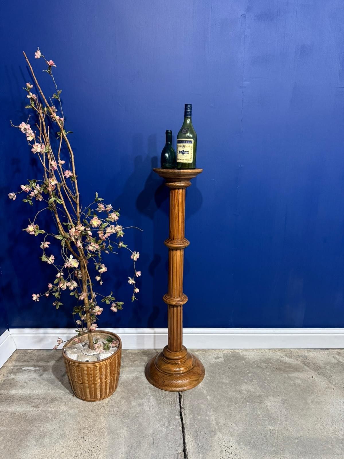 Vintage Plant Stand Wooden Pine Turned Column  Pedestal Jardiniere