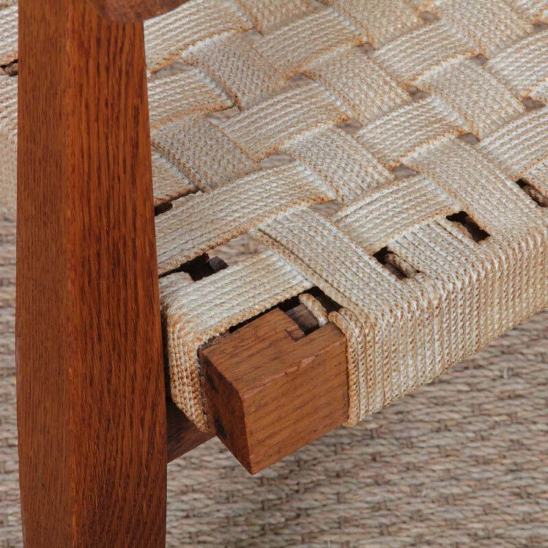 Armchair In Solid Oak And Rope, 20th Century Piece photo furniture