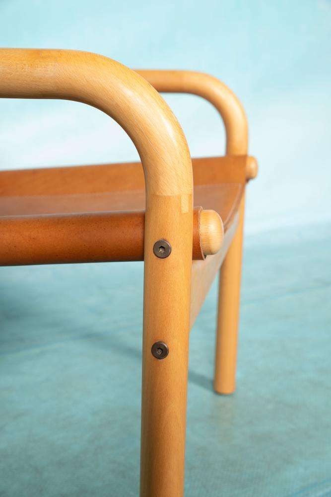 Deense Safari Fauteuil Beukenhout Leer Jaren 1970 photo furniture