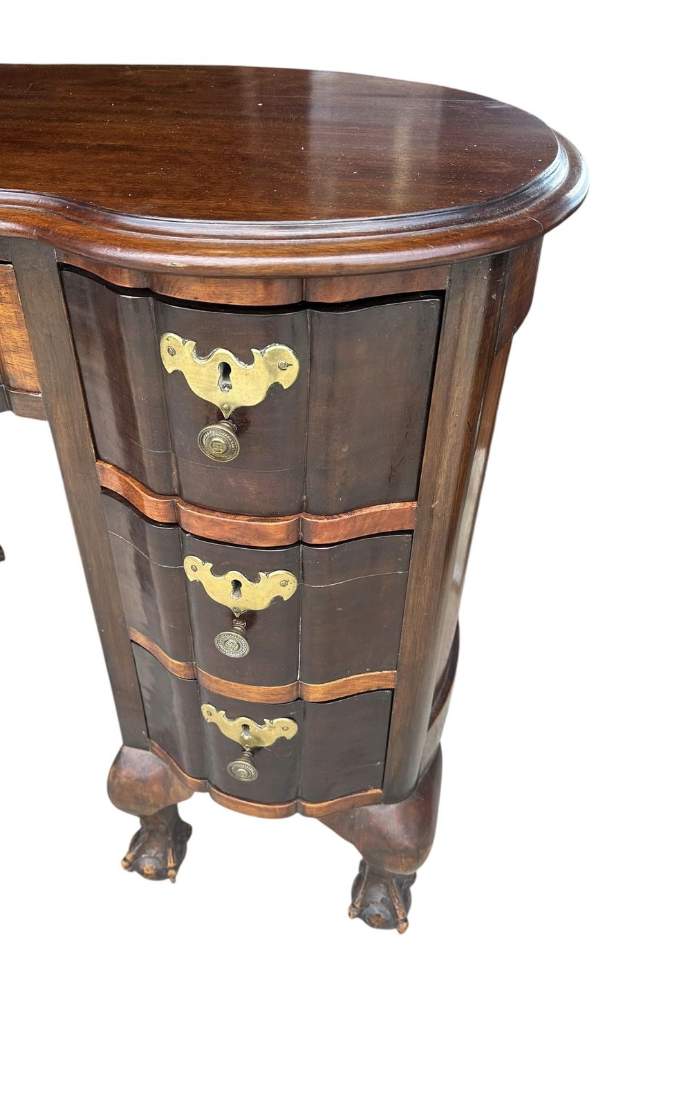 Antique Imbuia Serpentine Desk. photo for sale