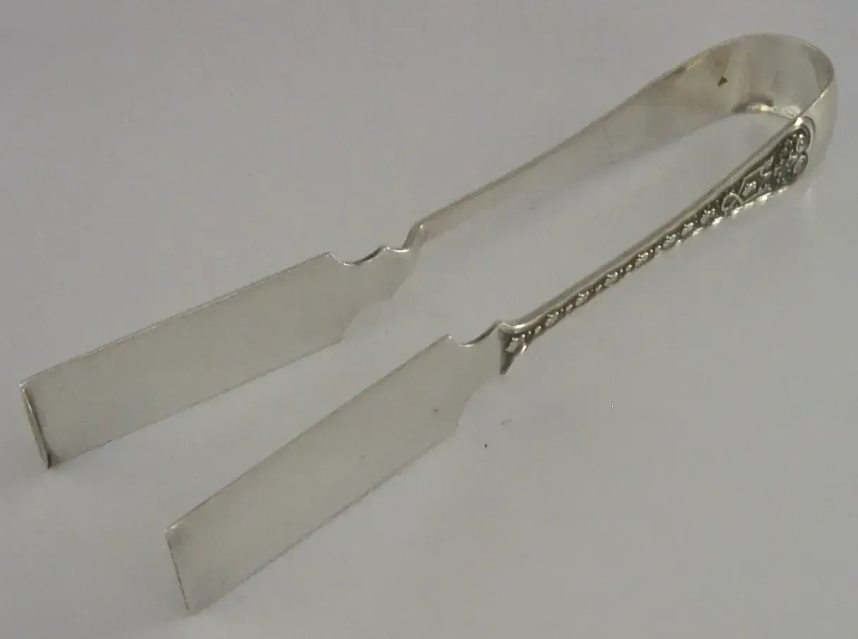 Large 148g Sterling Silver Serving Sandwich Vegetables Tongs 1963 Garrards photo vintage