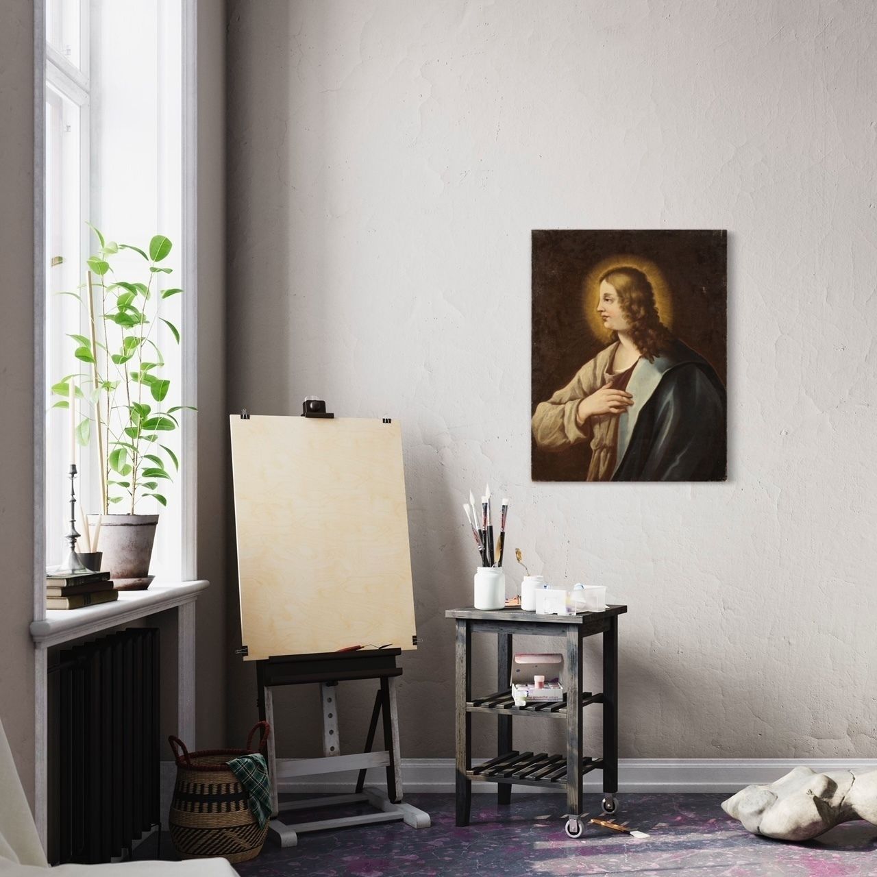 photo vinterior Tableau religieux d'époque représentant un saint, XVIIIe siècle