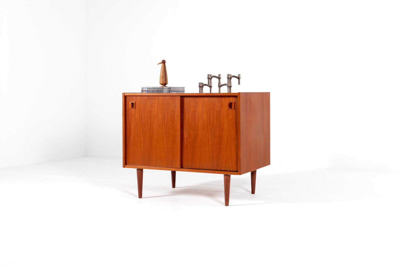 Mid Century Swedish Teak Sliding Door Cabinet, 1960s