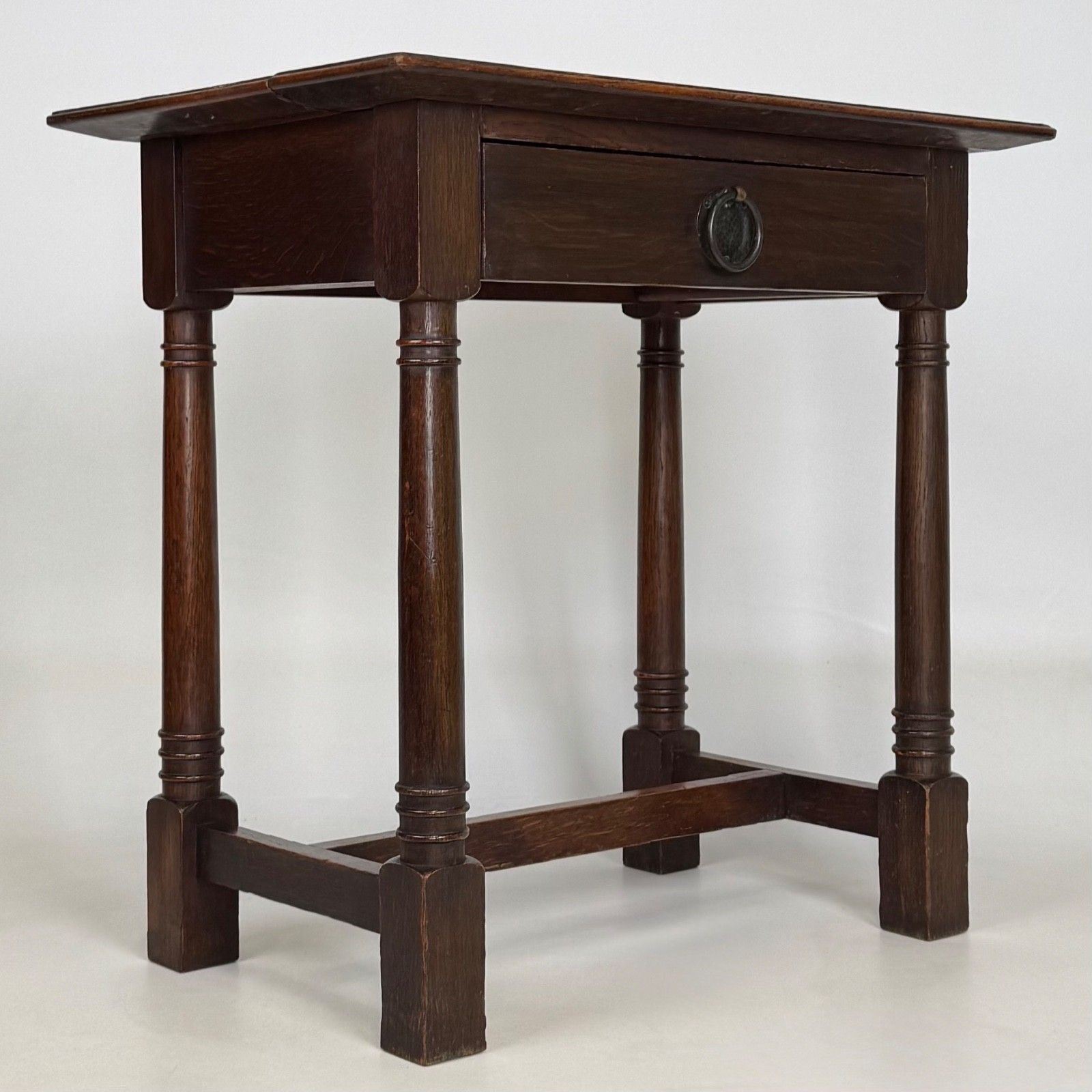 Antique 20th Century Art Nouveau Style Side Table In Oak ( Af 5634 ) photo vintage