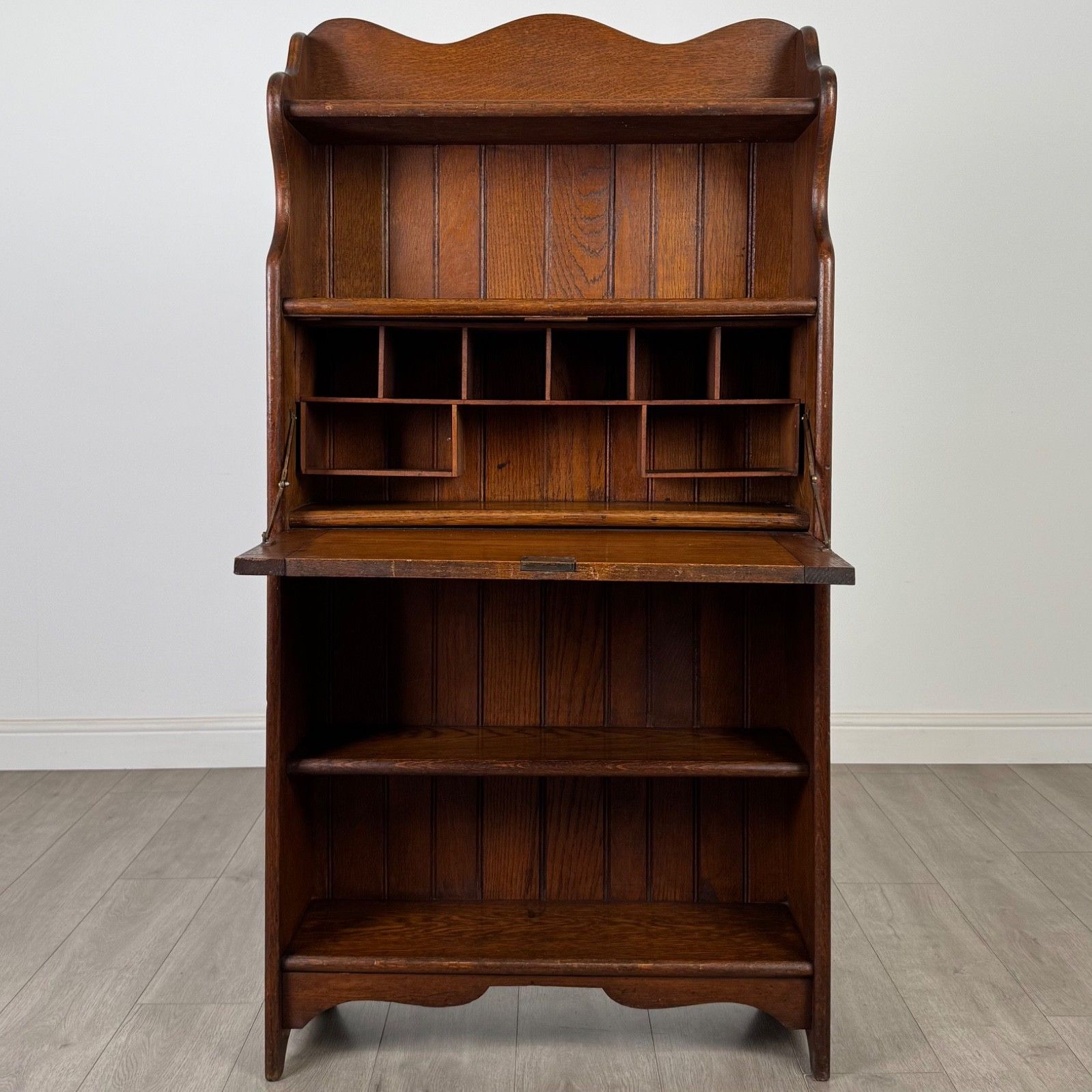 Antique 20th Century Narrow Edwardian Bureau In Oak ( Af 5604 ) photo for sale