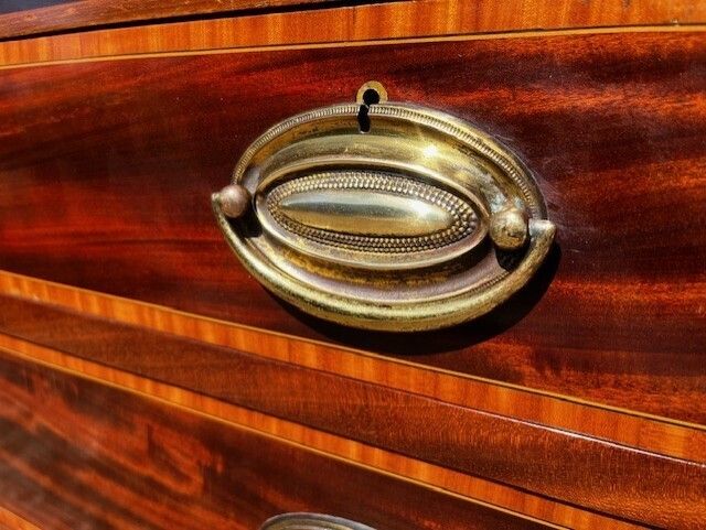 A Fine Quality Sheraton Revival Edwardian Period Mahogany Tall Chest. photo buy
