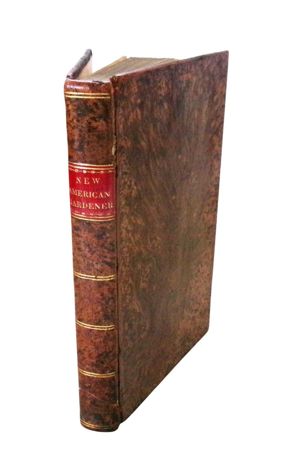 1828 Horticulture Book: New American Gardener, Thomas Fessenden, Full Leather Georgian
