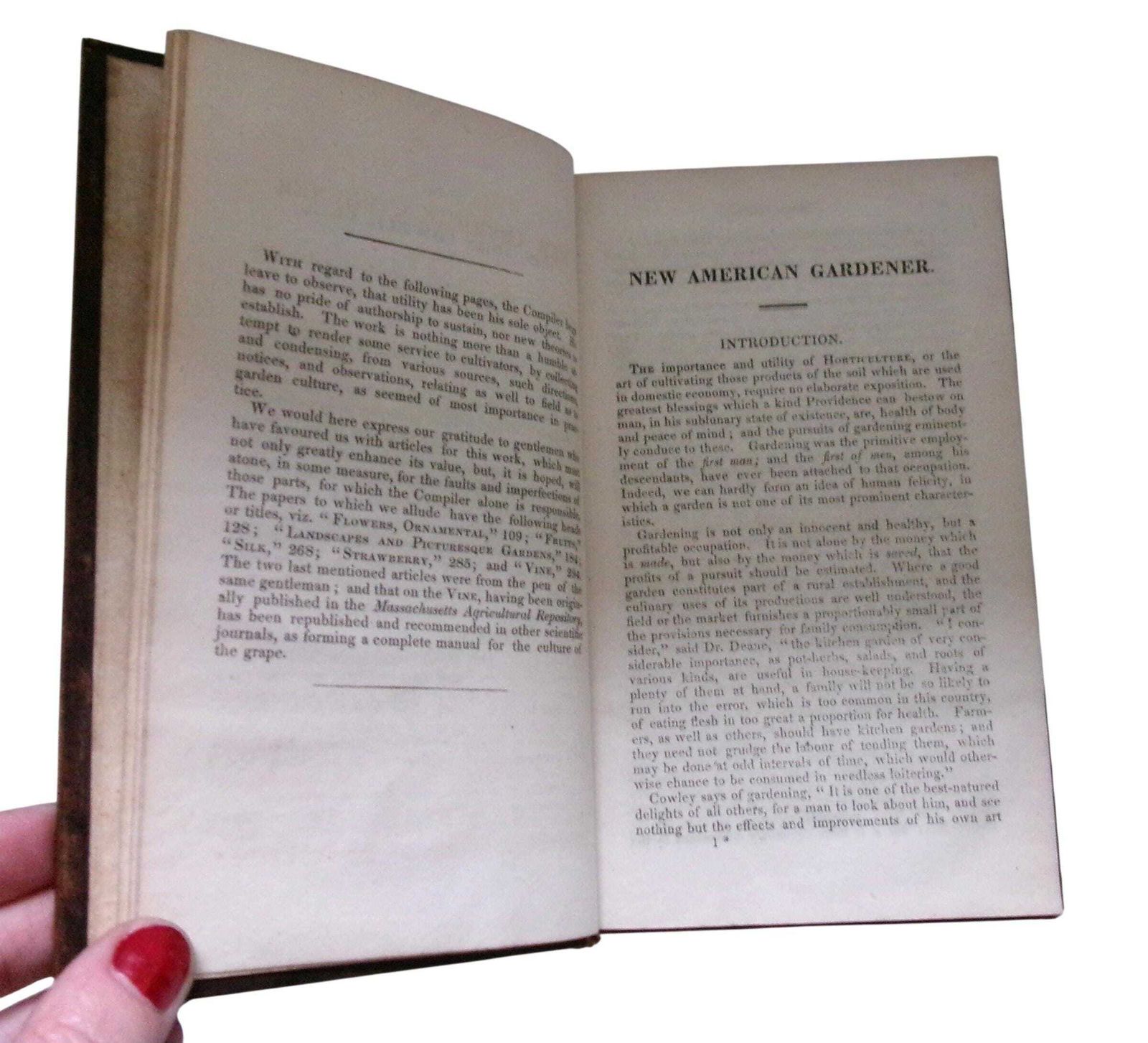 1828 Horticulture Book: New American Gardener, Thomas Fessenden, Full Leather Georgian photo 70.0