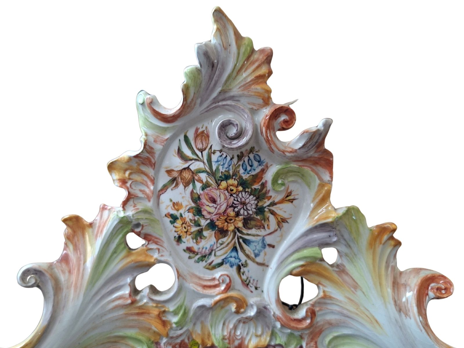 Magnifica Specchiera D’arte In Ceramica Policroma – Maria Pegoraro Per Riccardo Capuzzo Bassano – 1950 photo vintage