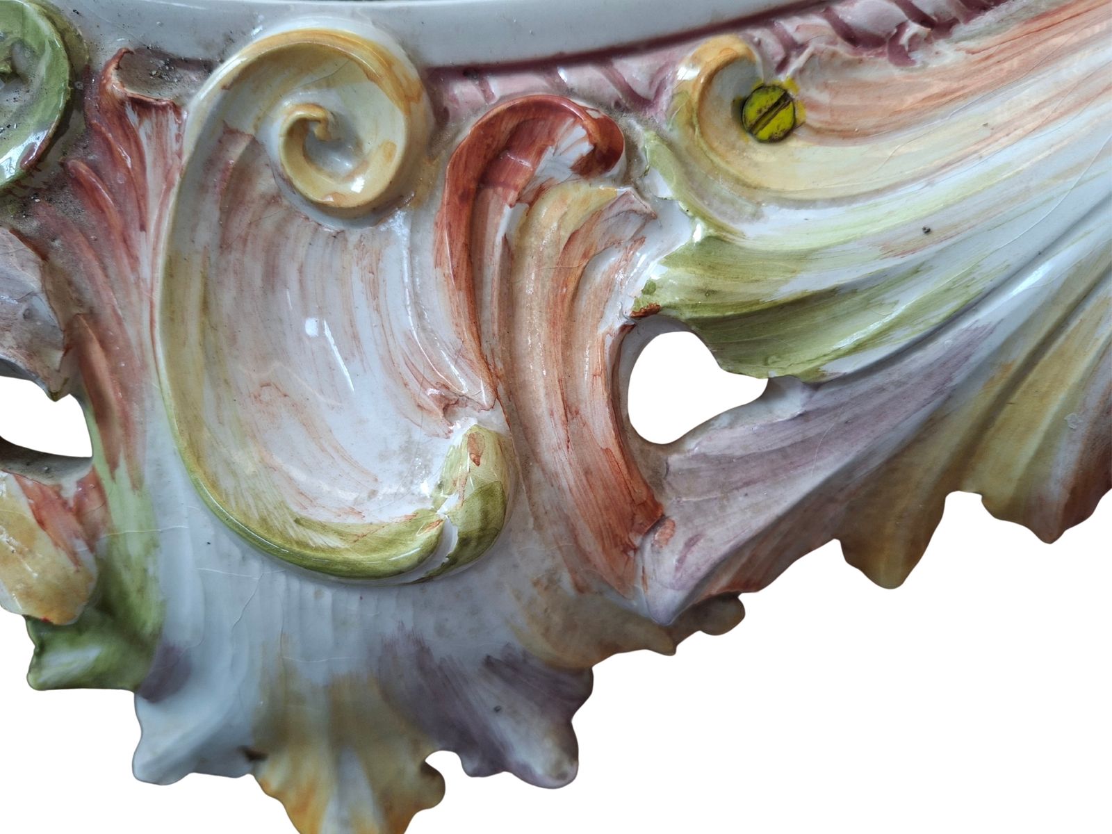 photo vinterior Magnifica Specchiera D’arte In Ceramica Policroma – Maria Pegoraro Per Riccardo Capuzzo Bassano – 1950