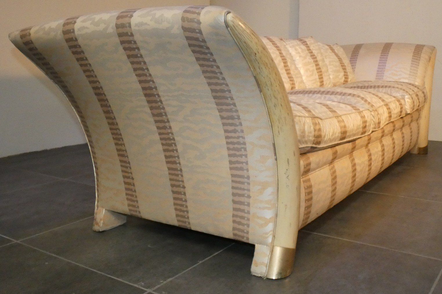 photo furniture Colonial Style Sofa And Armchair With Saber Shaped Resin Feet, Italy, 1970s, Set Of 2