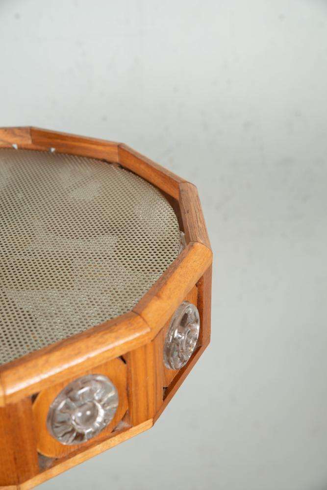 photo for sale Vintage Glass And Wood Pendant Lamp, 60s Bohemian Pendant Sweden