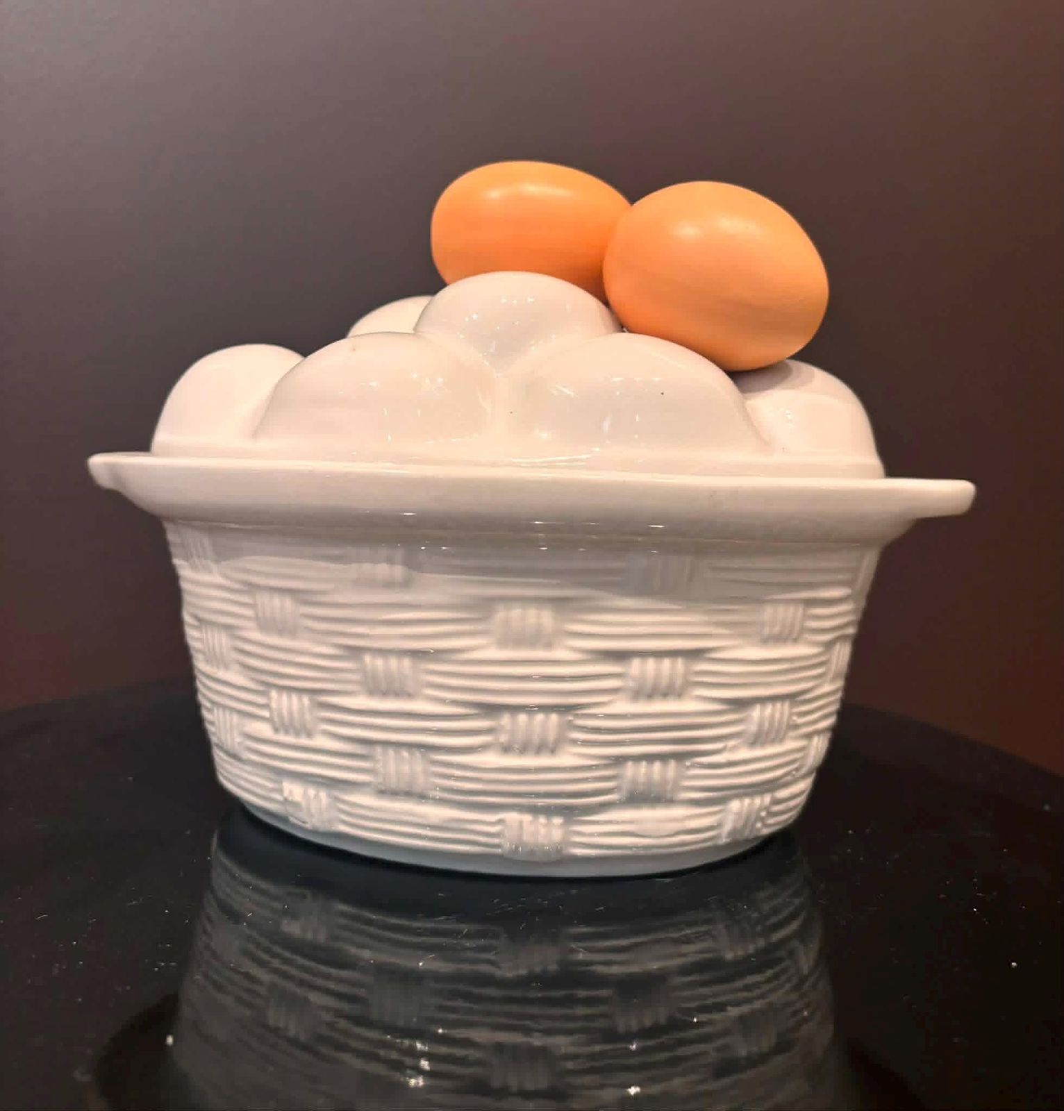 269.0 Vintage Italian Majolica Egg Tureen With Lid – Mid Century Ceramic Bowl, Farmhouse Kitchen Decor photo