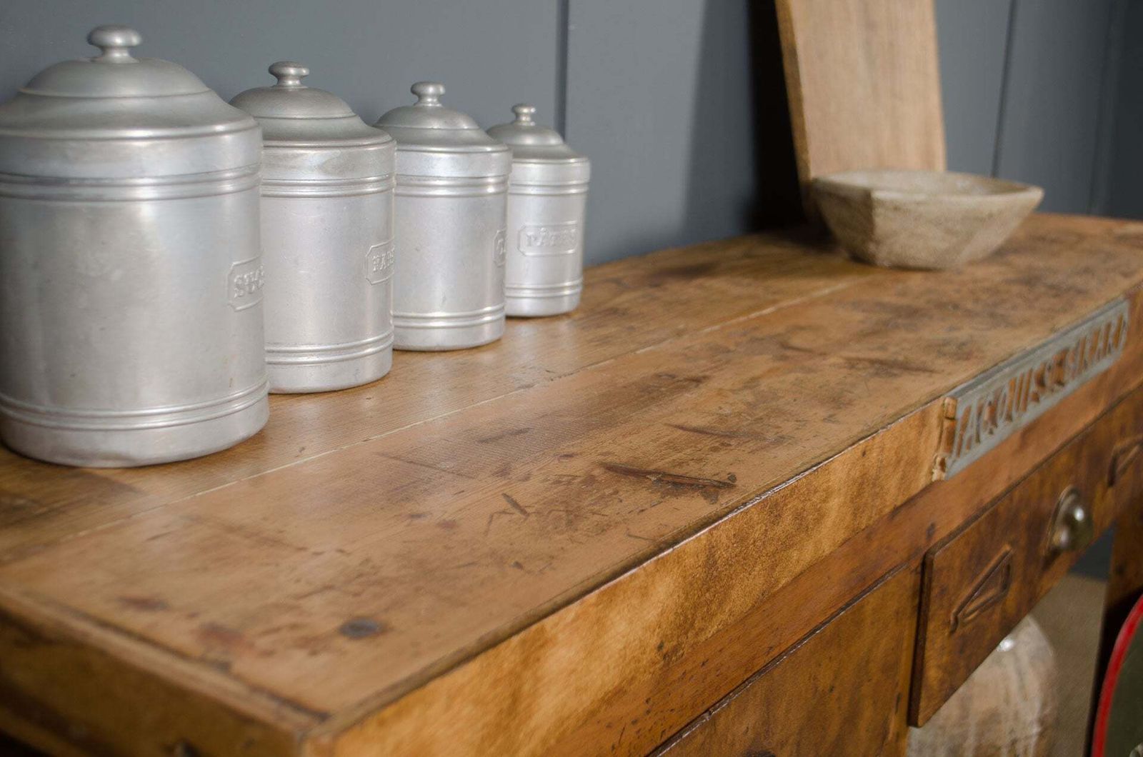 Antique Reclaimed French Blacksmiths Oak Workbench Kitchen Island photo for sale