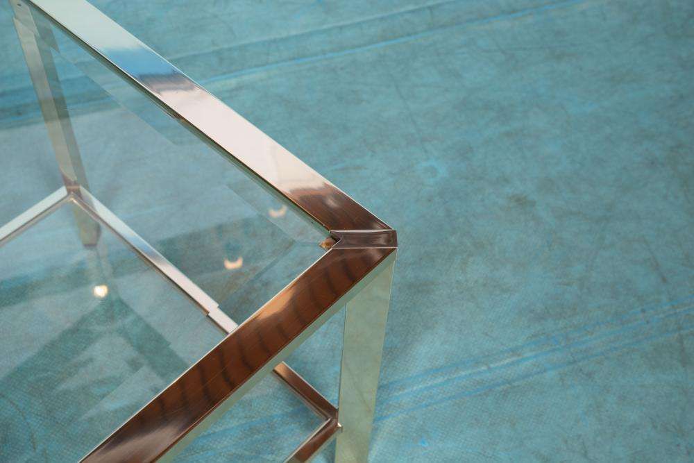 Furniture Minimalist Coffee Table Brass Glass Regency Coffee Table 70s photo