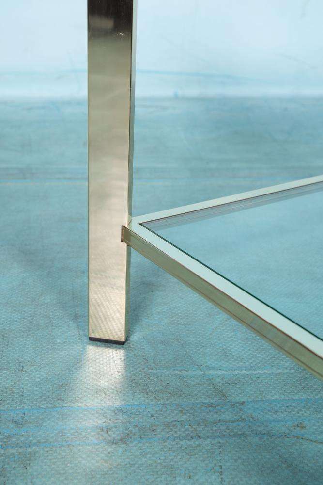 photo vintage Minimalist Coffee Table Brass Glass Regency Coffee Table 70s