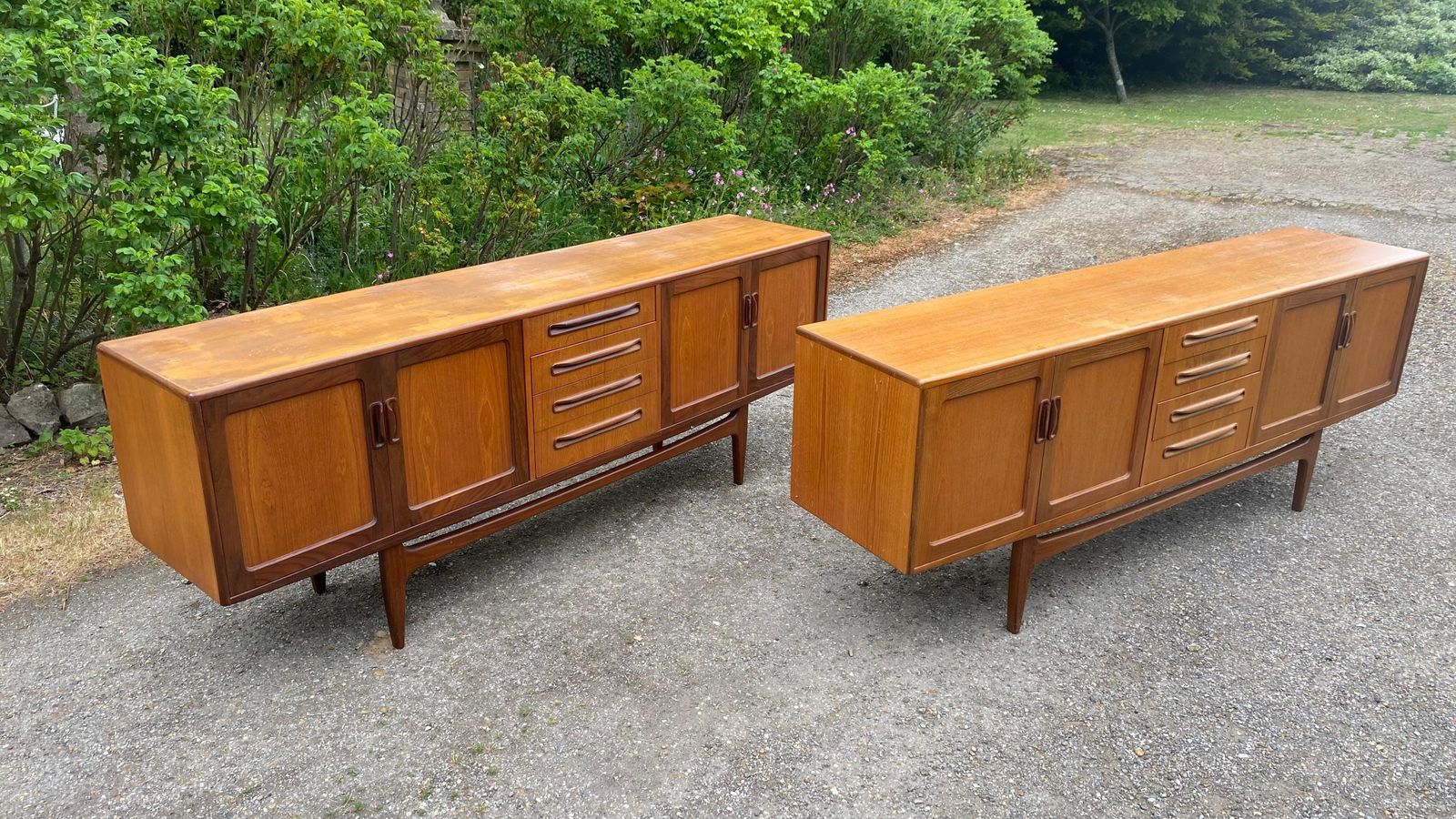 Matched Pair Of G Plan Mid Century Modern Blonde Fresco Sideboards By Gomme photo furniture