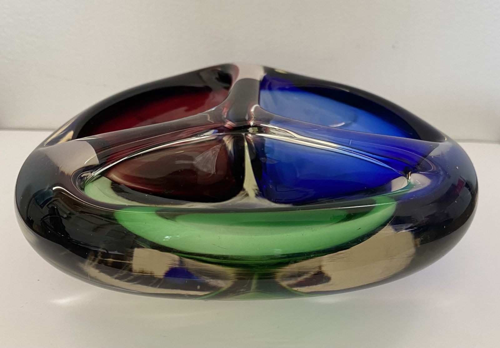 Vintage, Josef Rozinek, Bohemian Three Compartment Glass Bowl, C.1960 photo vinterior