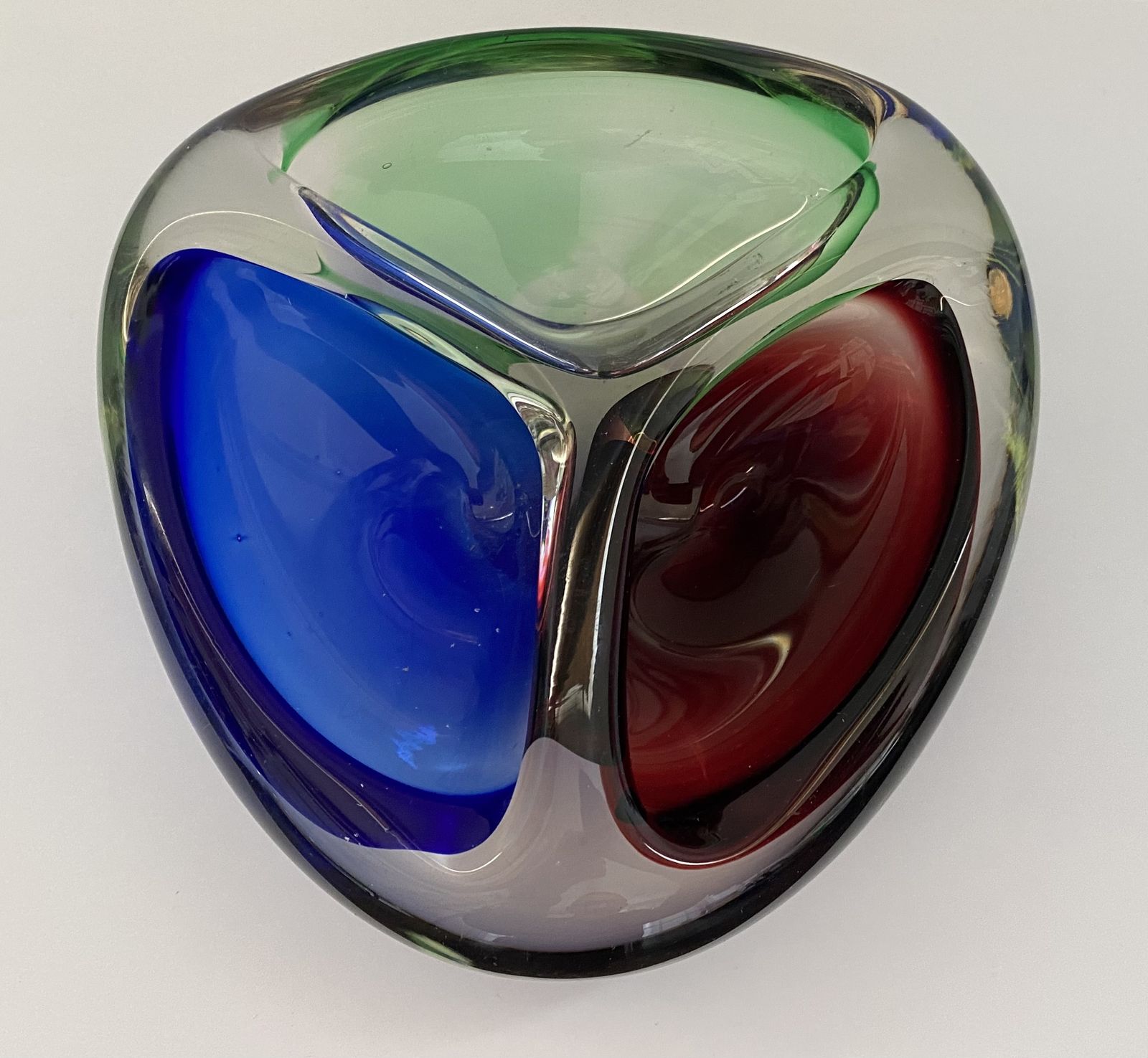 Vintage, Josef Rozinek, Bohemian Three Compartment Glass Bowl, C.1960 photo buy