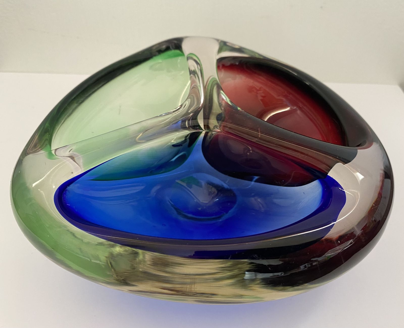 Vintage, Josef Rozinek, Bohemian Three Compartment Glass Bowl, C.1960