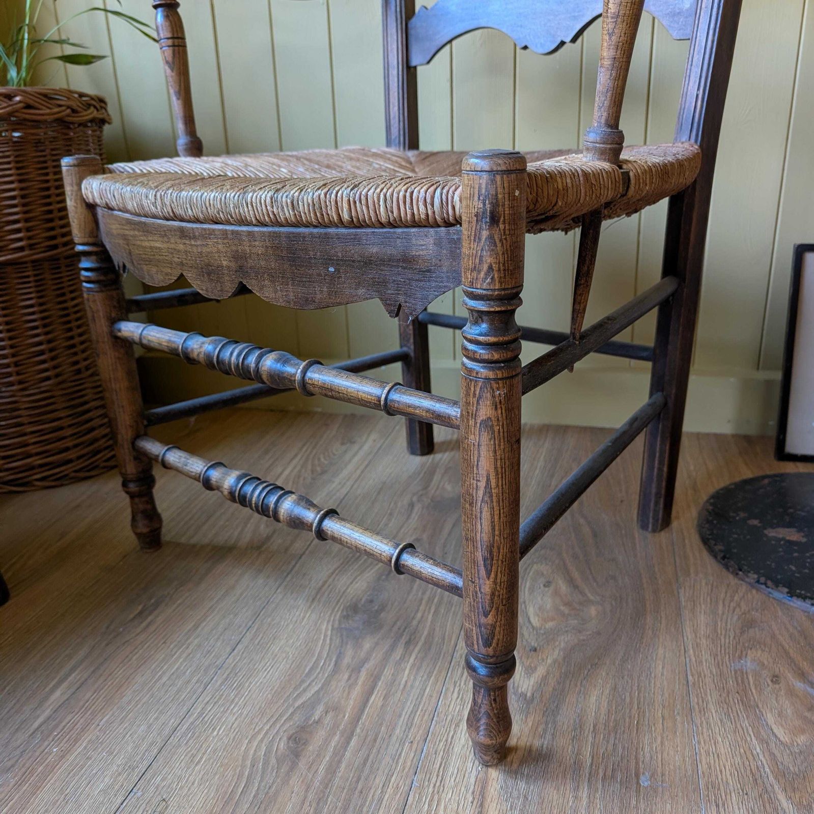 Antique French County Ladder Back Armchair photo for sale