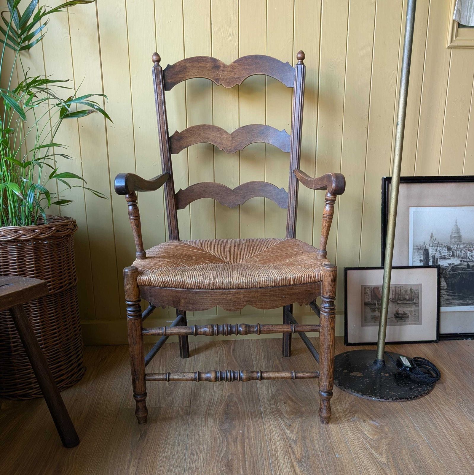 Antique French County Ladder Back Armchair photo 175.0