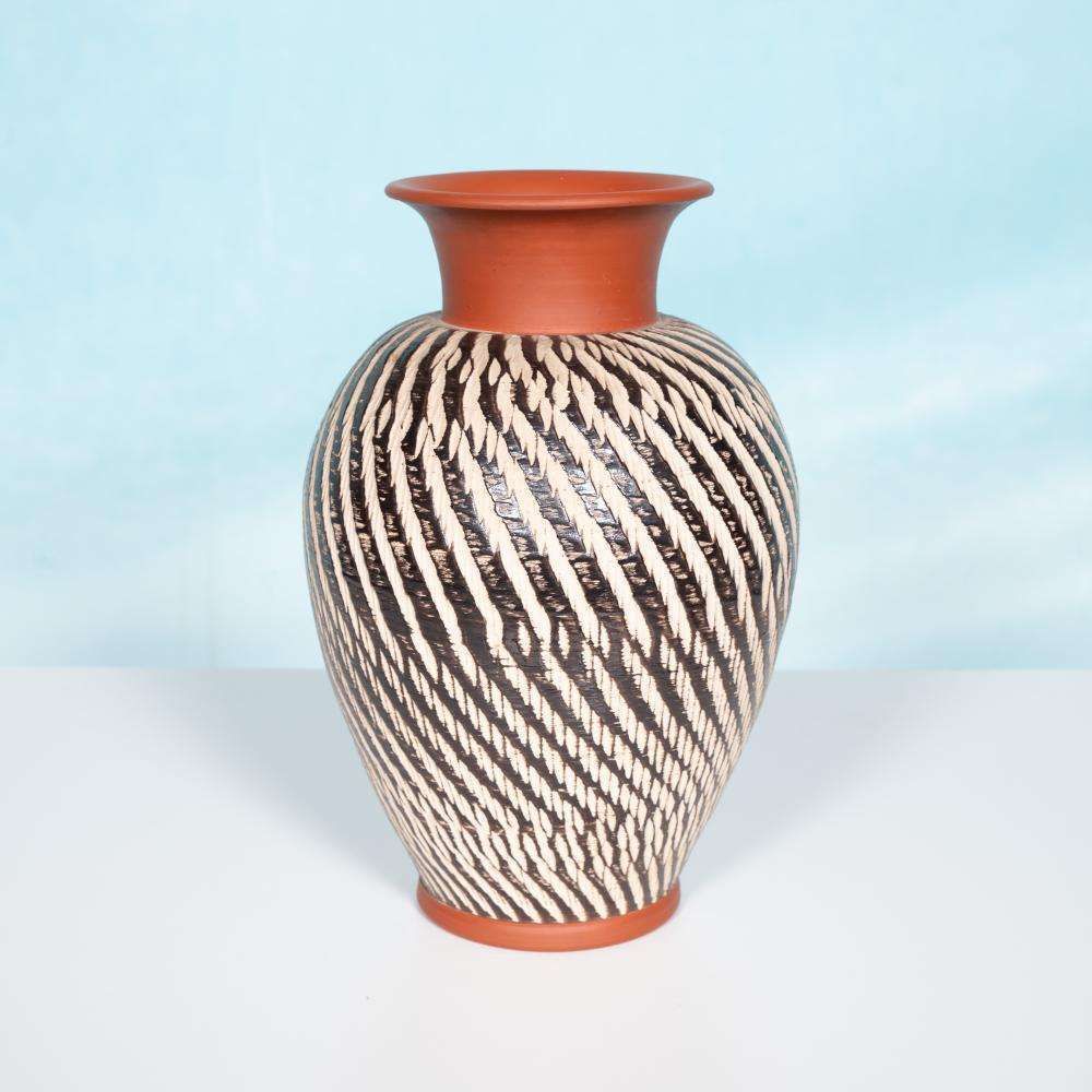 Vintage Wekara Sgraffito Vaas, Minimalistische Keramische Vaas