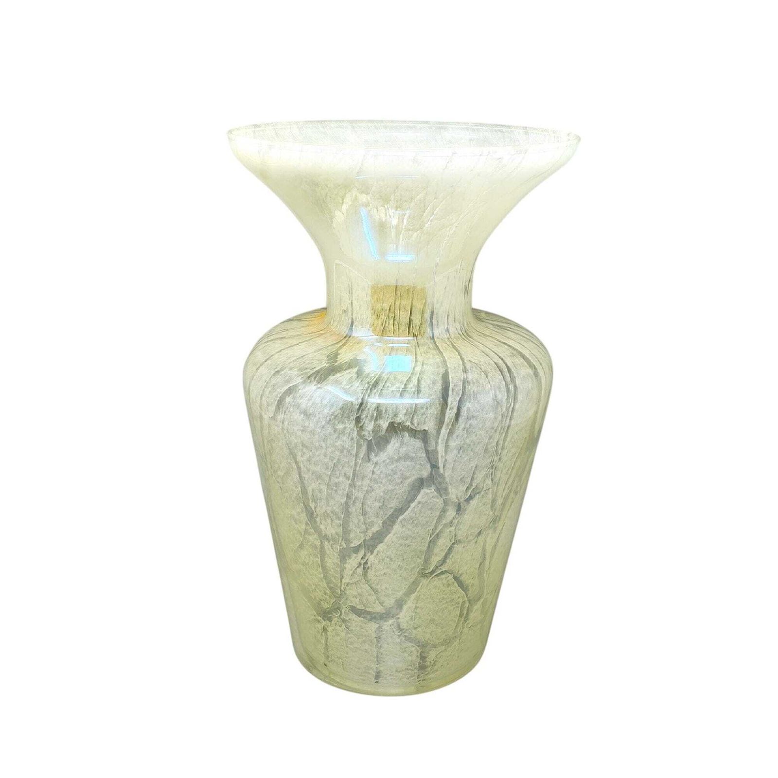 Vase de luxe en verre de Murano vert, fait main, par Maestro Del Vetro, années 1970. Fabriqué en Italie.