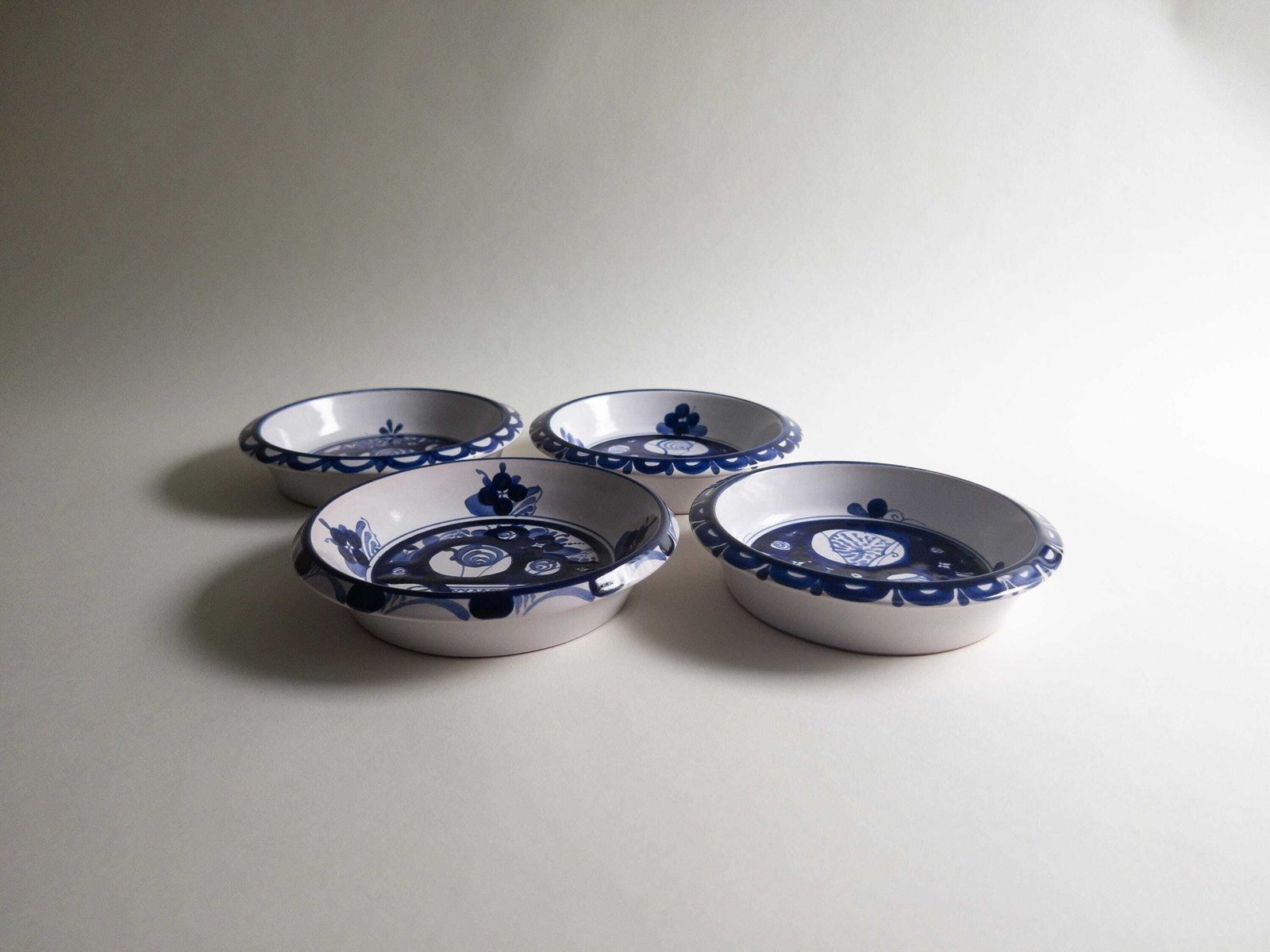 Swiss Pottery By Luzerner Keramik   Blue And White Bowls   Floral Decor   Set Of 4 photo furniture