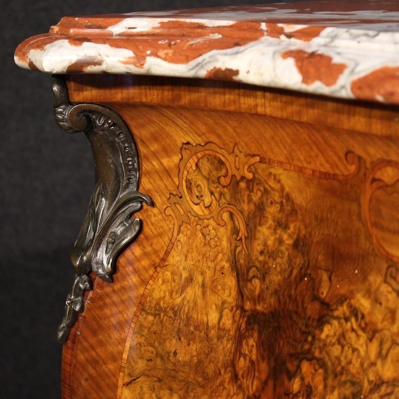 Furniture Lombard Inlaid Dresser In Louis XV Style With Marble Top photo