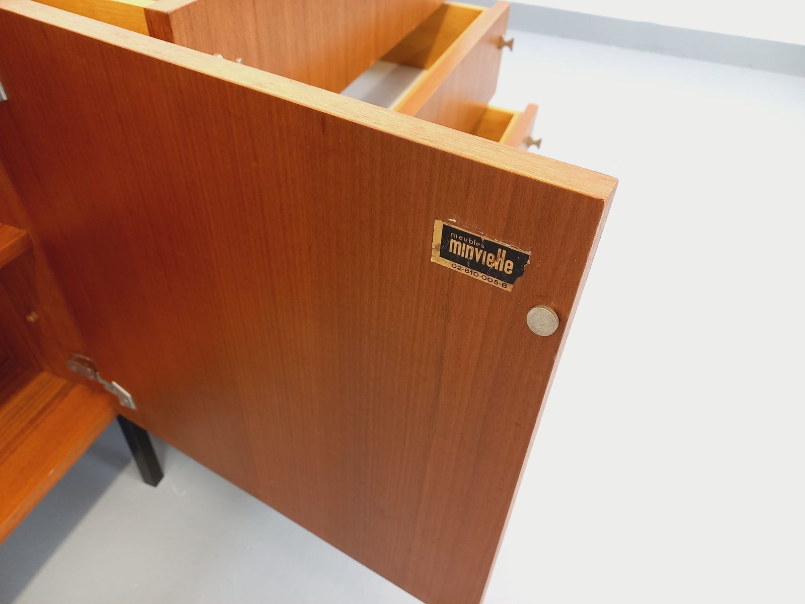 Small Modernist Sideboard By Arp Minvielle In Teak And Black Metal photo vinterior