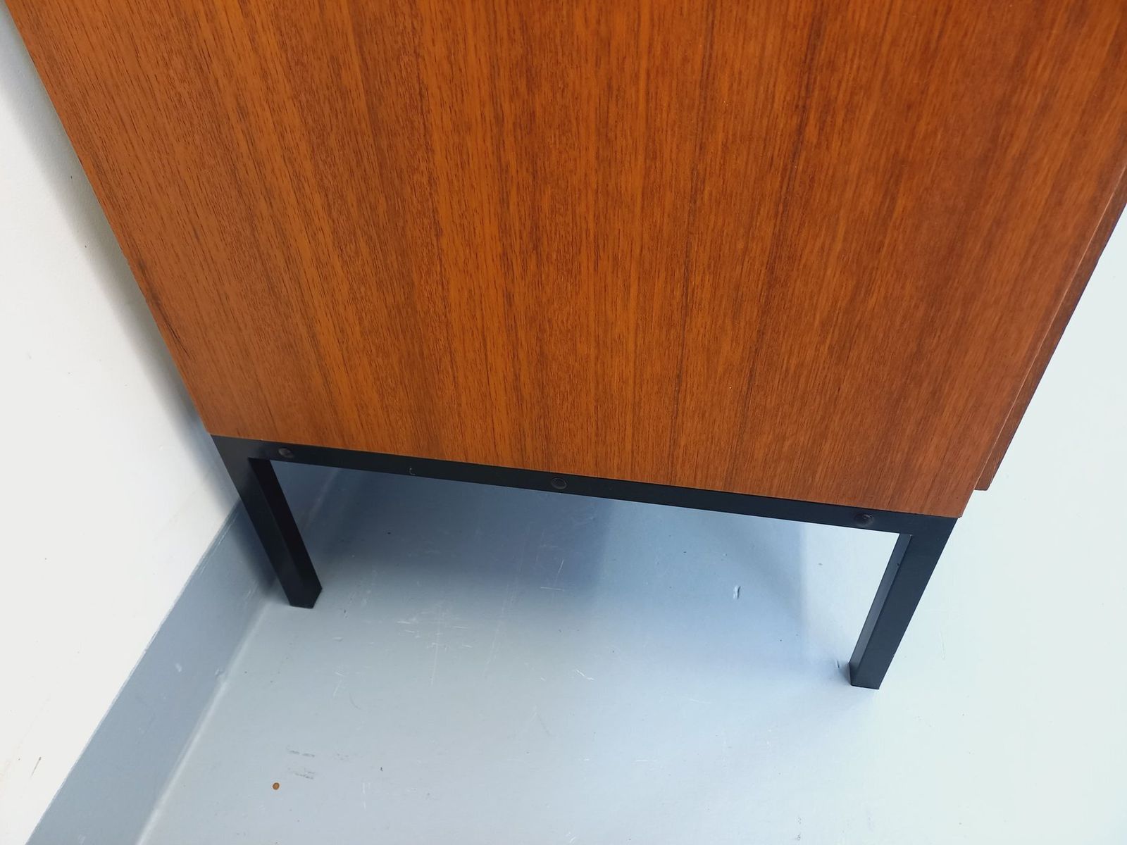 photo for sale Small Modernist Sideboard By Arp Minvielle In Teak And Black Metal
