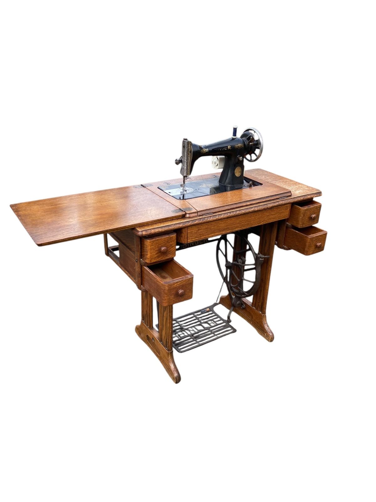 Vintage Singer Treadle Sewing Machine, Early 20th Century, Operational photo for sale