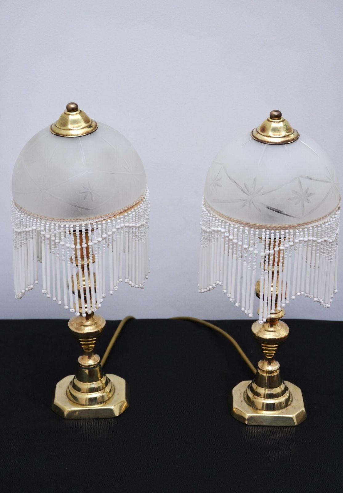 Pair Of Victorian Table Lamps In Brass. photo vintage