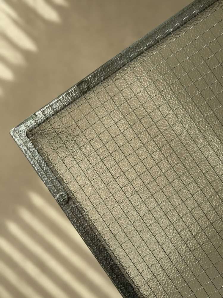 Stainless Steel Coffee Table With Wire Glass, Minimalist 1960s photo furniture