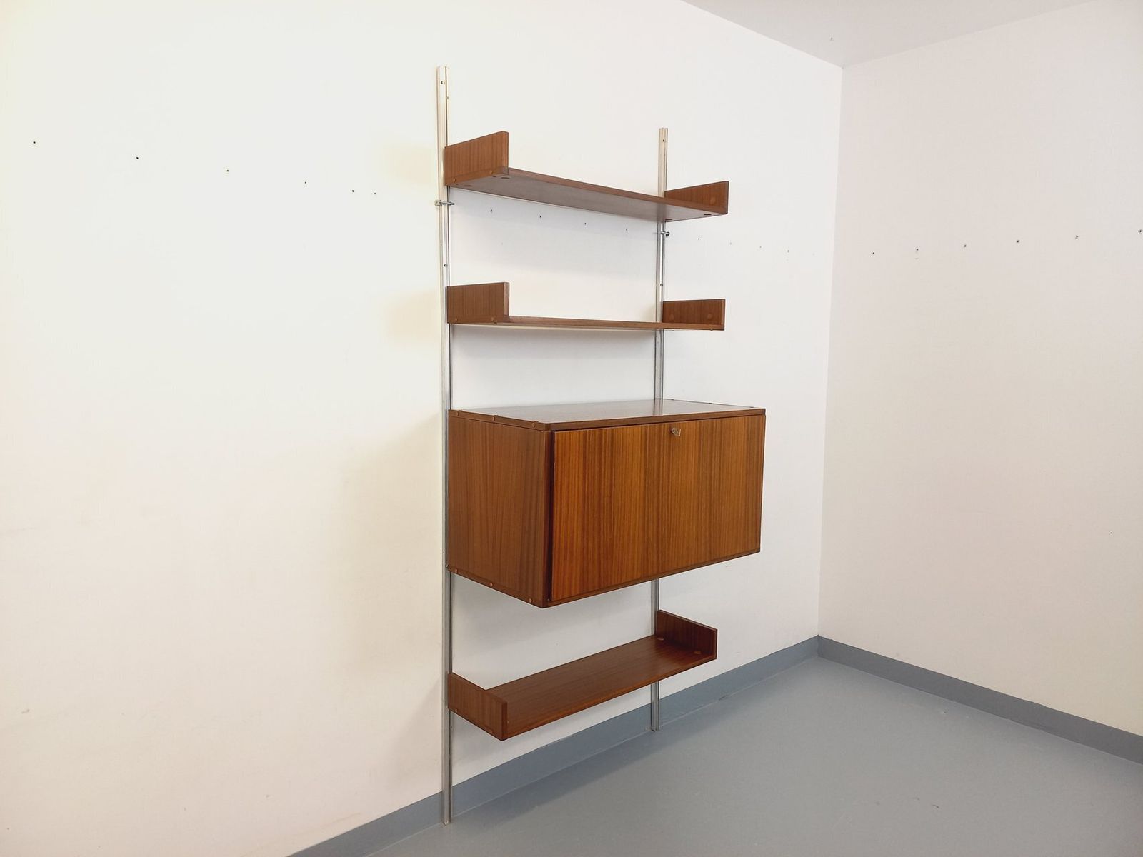 Arp Minvielle Wall Mounted Bookcase With Mahogany And Aluminum Secretary Desk