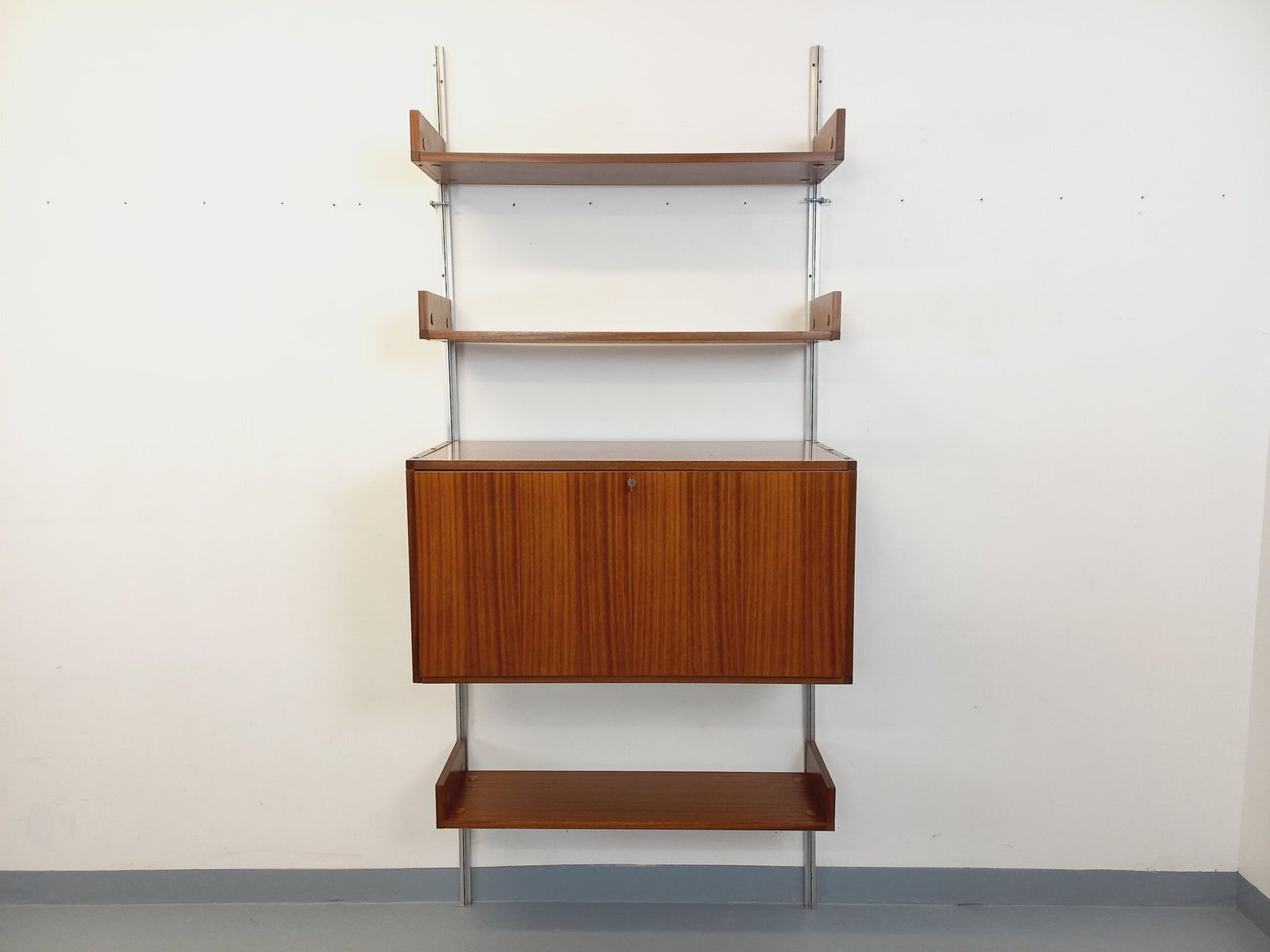 Arp Minvielle Wall Mounted Bookcase With Mahogany And Aluminum Secretary Desk photo furniture