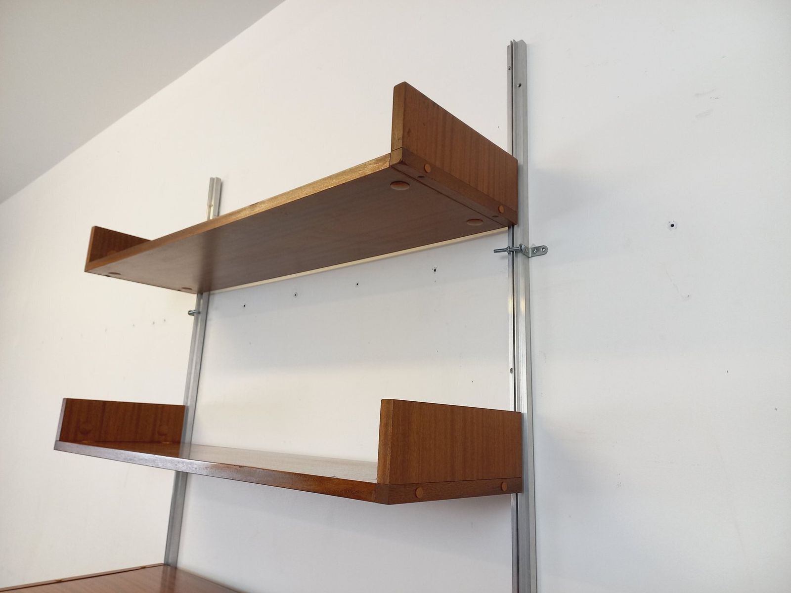 photo buy Arp Minvielle Wall Mounted Bookcase With Mahogany And Aluminum Secretary Desk