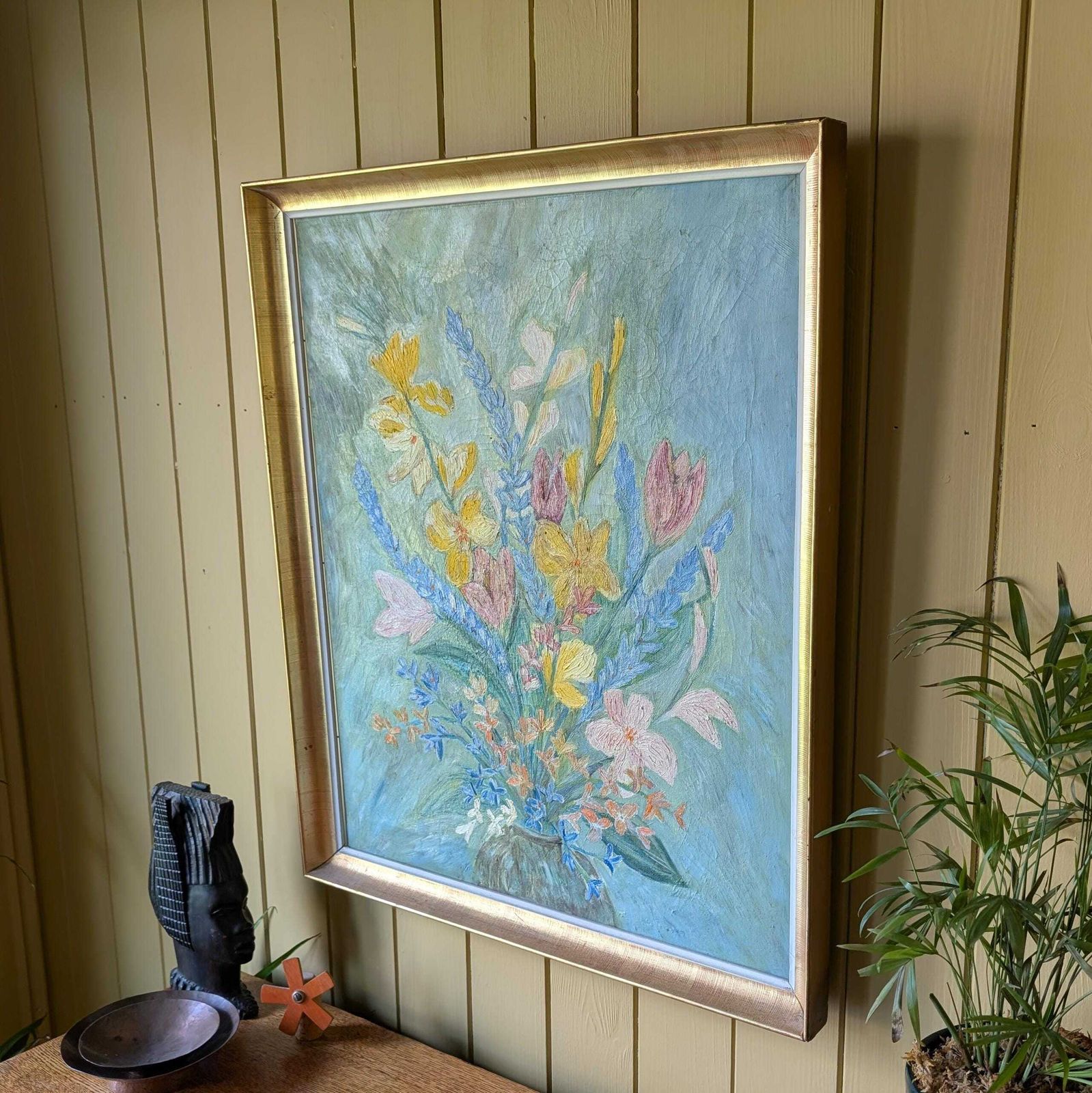 Mid Century Impressionist Floral Oil Painting photo for sale