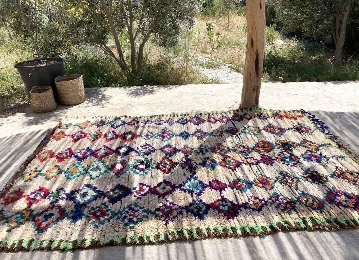 Vintage Moroccan Azilal Rug Hand Knotted Mid Century Wool Berber Carpet photo for sale